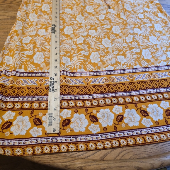 Zeagoo Orange White Floral Bohemian Boho Maxi Skirt Pockets Women's Size L - Picture 12 of 14